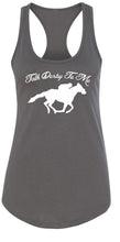 Load image into Gallery viewer, Ladies Talk Derby Me Funny Horse Race, Kentucky Derby Racerback