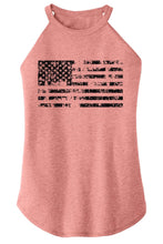 Load image into Gallery viewer, Ladies Distressed American Flag Rocker Tank Top