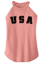 Load image into Gallery viewer, Ladies Distressed USA American Pride Rocker Tank Top