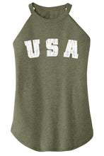 Load image into Gallery viewer, Ladies Distressed USA American Pride Rocker Tank Top