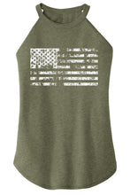Load image into Gallery viewer, Ladies Distressed American Flag Rocker Tank Top