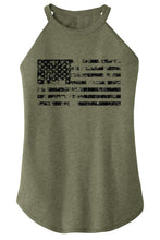 Load image into Gallery viewer, Ladies Distressed American Flag Rocker Tank Top