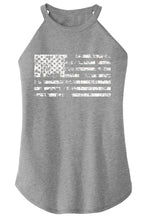 Load image into Gallery viewer, Ladies Distressed American Flag Rocker Tank Top