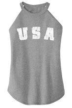 Load image into Gallery viewer, Ladies Distressed USA American Pride Rocker Tank Top