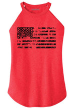 Load image into Gallery viewer, Ladies Distressed American Flag Rocker Tank Top