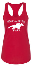 Load image into Gallery viewer, Ladies Talk Derby Me Funny Horse Race, Kentucky Derby Racerback