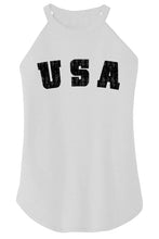 Load image into Gallery viewer, Ladies Distressed USA American Pride Rocker Tank Top