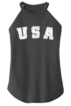 Load image into Gallery viewer, Ladies Distressed USA American Pride Rocker Tank Top