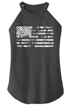 Load image into Gallery viewer, Ladies Distressed American Flag Rocker Tank Top