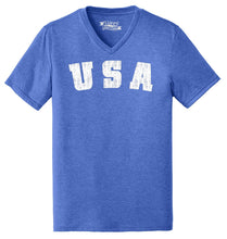 Load image into Gallery viewer, Mens Distressed USA American Pride Triblend V-Neck
