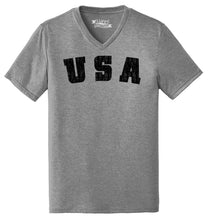 Load image into Gallery viewer, Mens Distressed USA American Pride Triblend V-Neck