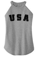 Load image into Gallery viewer, Ladies Distressed USA American Pride Rocker Tank Top