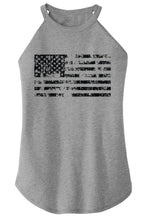 Load image into Gallery viewer, Ladies Distressed American Flag Rocker Tank Top