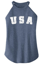 Load image into Gallery viewer, Ladies Distressed USA American Pride Rocker Tank Top