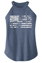Load image into Gallery viewer, Ladies Distressed American Flag Rocker Tank Top