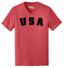 Load image into Gallery viewer, Mens Distressed USA American Pride Triblend V-Neck