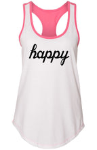 Load image into Gallery viewer, Ladies Happy Graphic Racerback Tank
