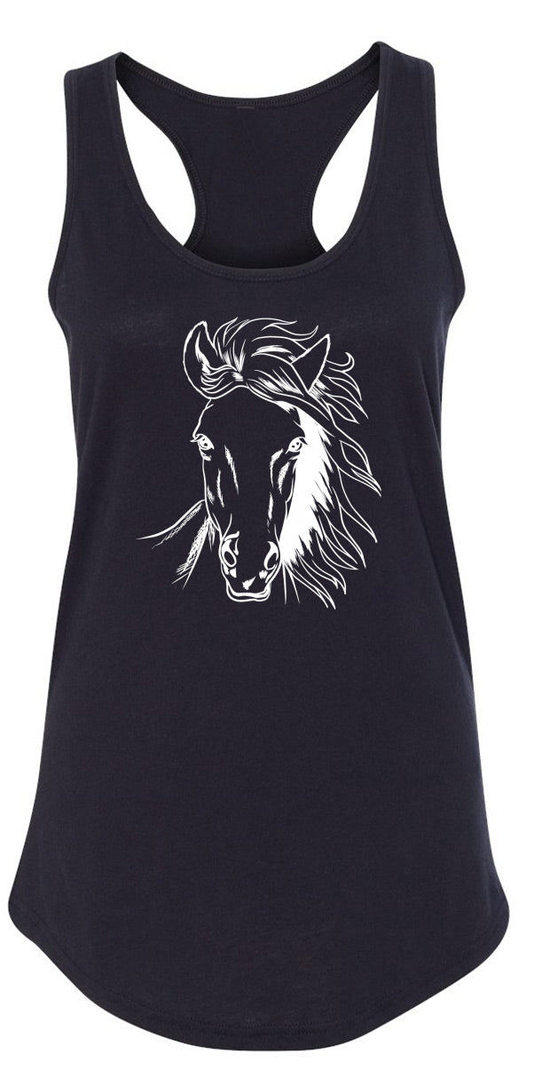 Ladies Horse Face Graphic Racerback