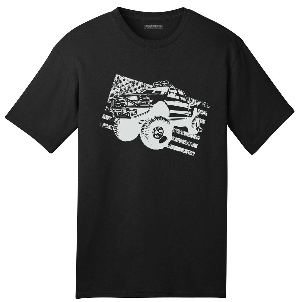 Men's USA Made Truck Distressed American Flag T-Shirt