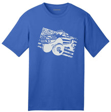 Load image into Gallery viewer, Men&#39;s USA Made Truck Distressed American Flag T-Shirt
