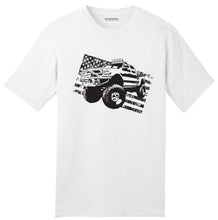 Load image into Gallery viewer, Men&#39;s USA Made Truck Distressed American Flag T-Shirt
