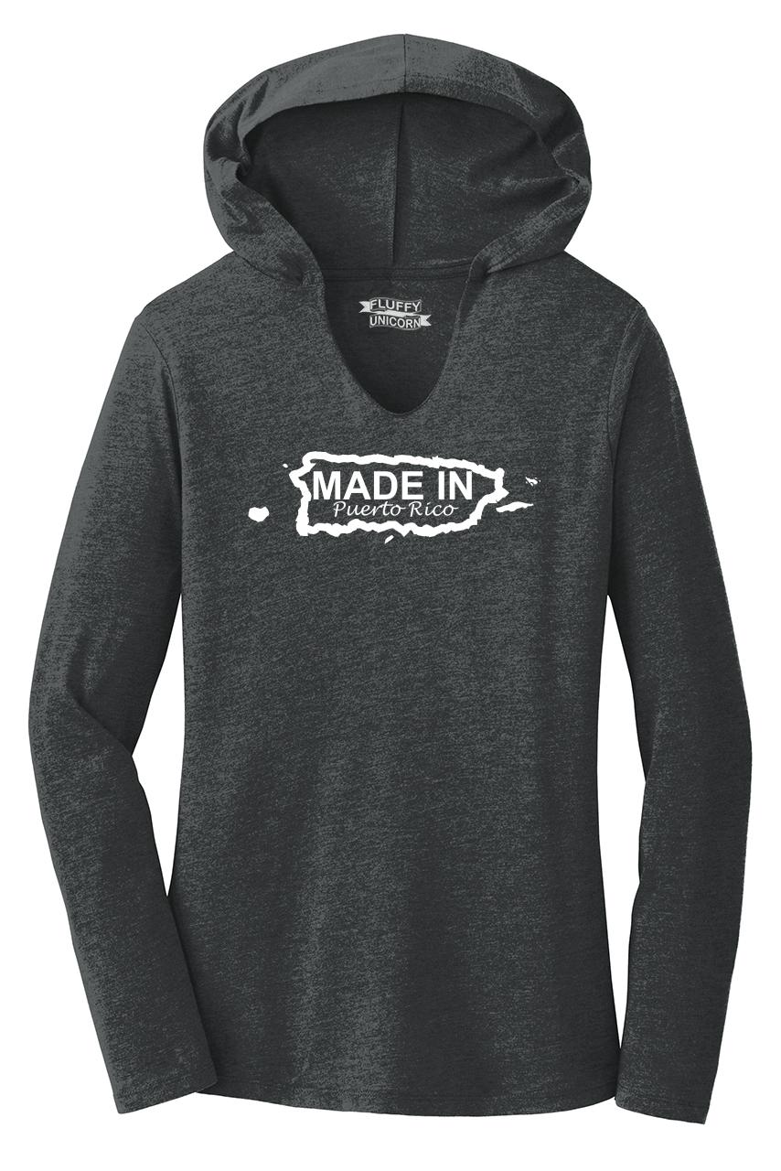 Ladies Made In Puerto Rico Hooded Shirt