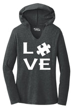 Load image into Gallery viewer, Ladies Love Autism Hooded Shirt
