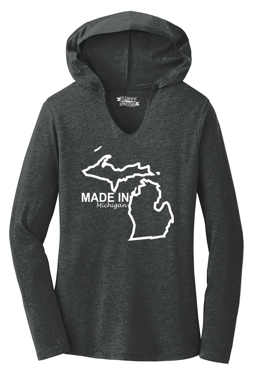 Ladies Made In Michigan Hooded Shirt