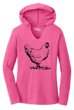 Load image into Gallery viewer, Ladies Funny Chicken Hooded Tee Shirt
