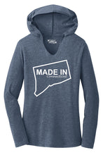 Load image into Gallery viewer, Ladies Made In Connecticut Hooded Shirt
