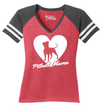 Load image into Gallery viewer, Ladies Pitbull Mama Game Day V-Neck Tee
