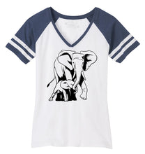 Load image into Gallery viewer, Ladies Elephant Mom and Calf Game Day V-Neck Tee
