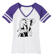 Load image into Gallery viewer, Ladies Elephant Mom and Calf Game Day V-Neck Tee
